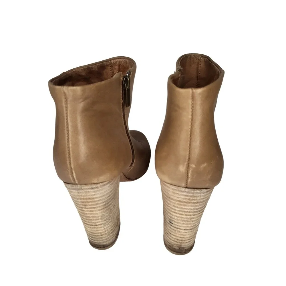 Joie Brown Leather Ankle Boots Women Size 7 US Vero Cuoio Block‎ Heel Winterwear